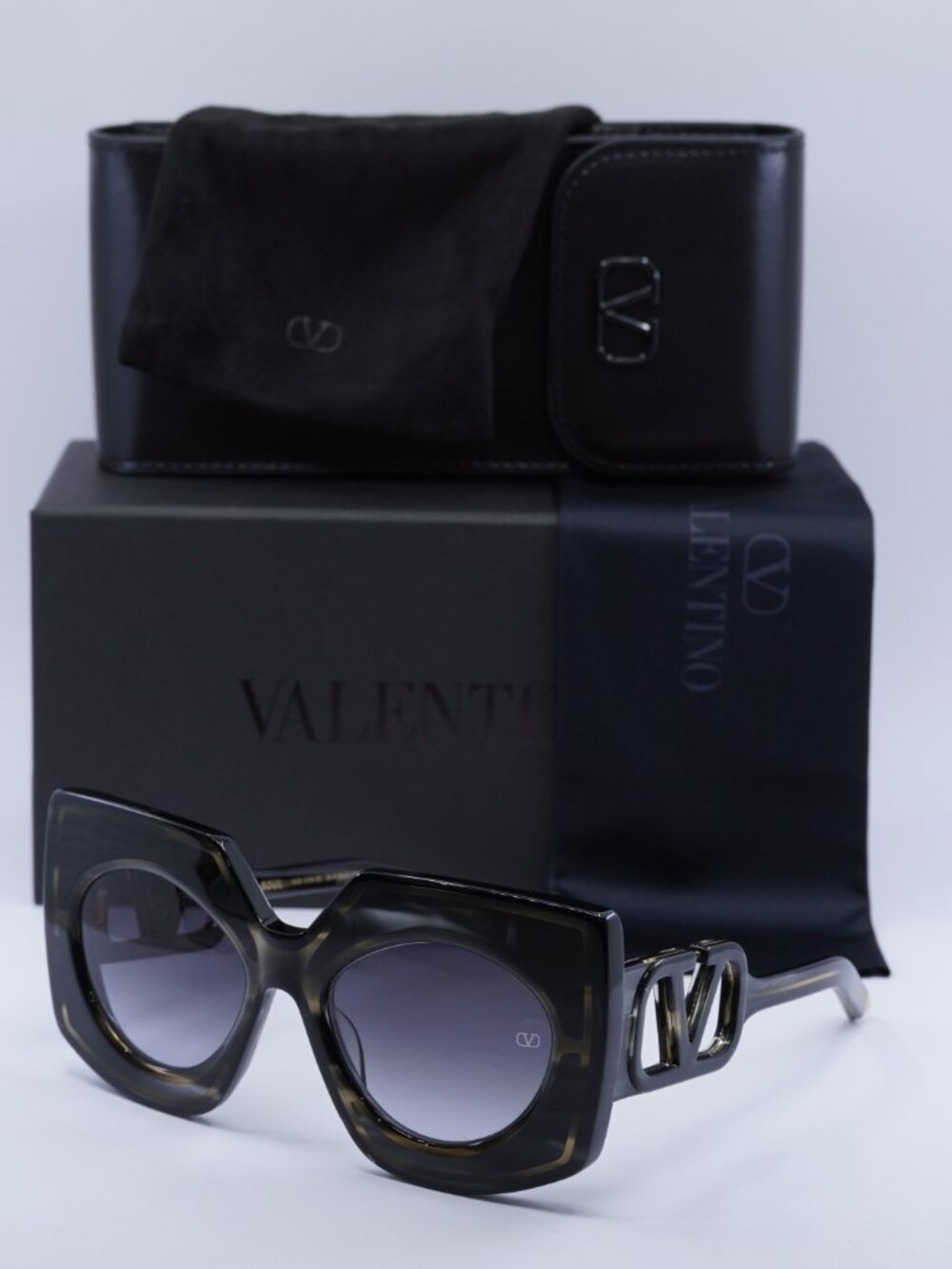 Valentino Black Oversized Square Sunglasses for Women